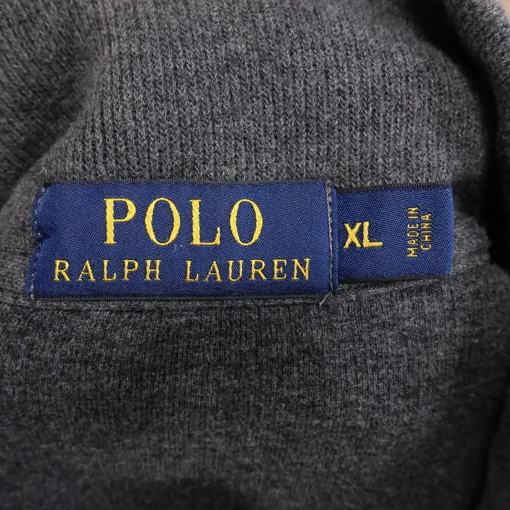 Polo Ralph Lauren‎ Sweater Mens XL Gray Quarter Zip Pullover Mock Neck